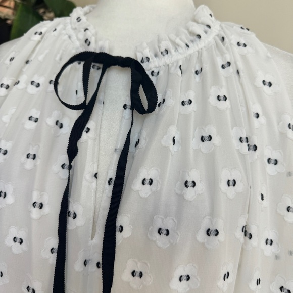 Current Air White Floral Tie Neck Ruffle A Line Swing Womens Size M Knee Length - Picture 5 of 15